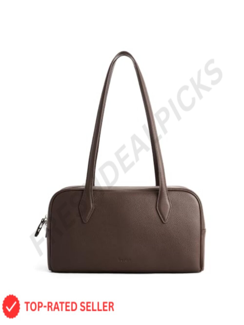 Genuine Leather Shoulder Bag Bowler Purse Anti-Theft Zip